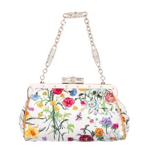Authentic Gucci Flora Silk Bamboo Evening bag